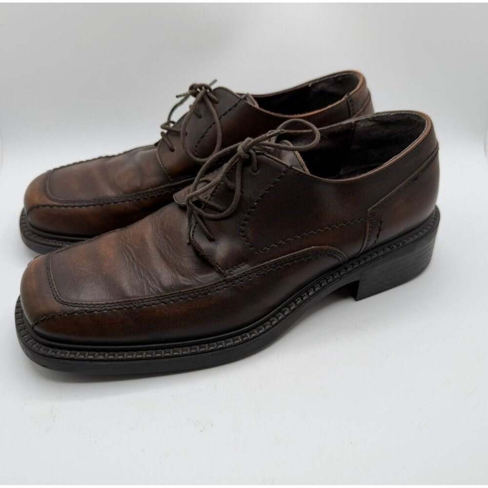 G.H. Bass & Co Albee Oxford Men Size 9 Brown Leather Lace Up Square Dress Shoe
